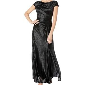TAHARI Arthur S. Levine Maxi Black Shimmering Gown Size 4 NWT